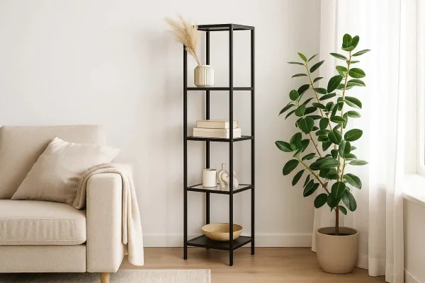 Стеллаж со стеклянными полками "Нора" гостиная 460