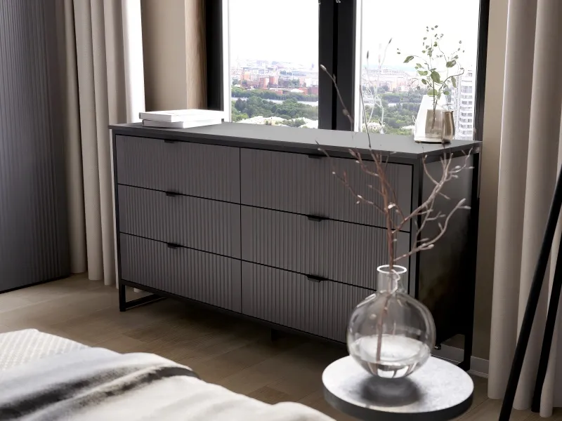 Комод 6 ящ "Нора" спальня Графит