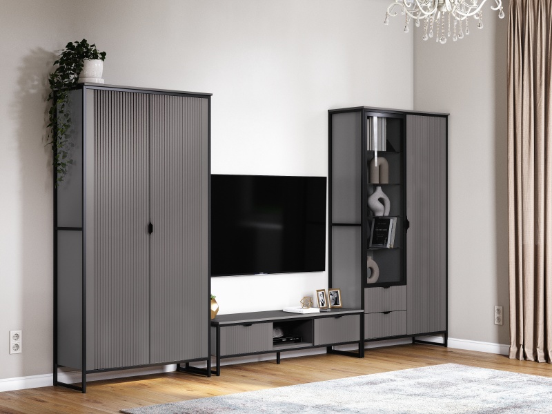 Шкаф 2 дв 2 ящ "Нора" гостиная Графит
