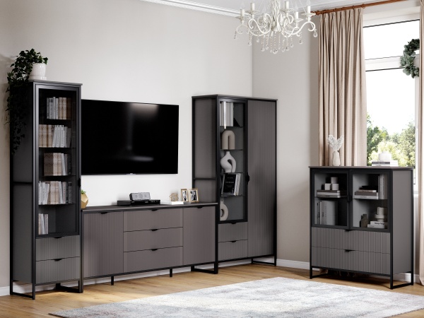 Шкаф 2 дв 2 ящ "Нора" гостиная Графит