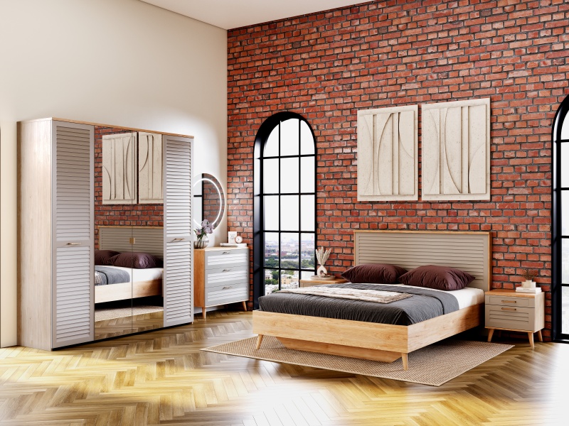 Спальный гарнитур "Гавана" композиция #2 Светло-серый