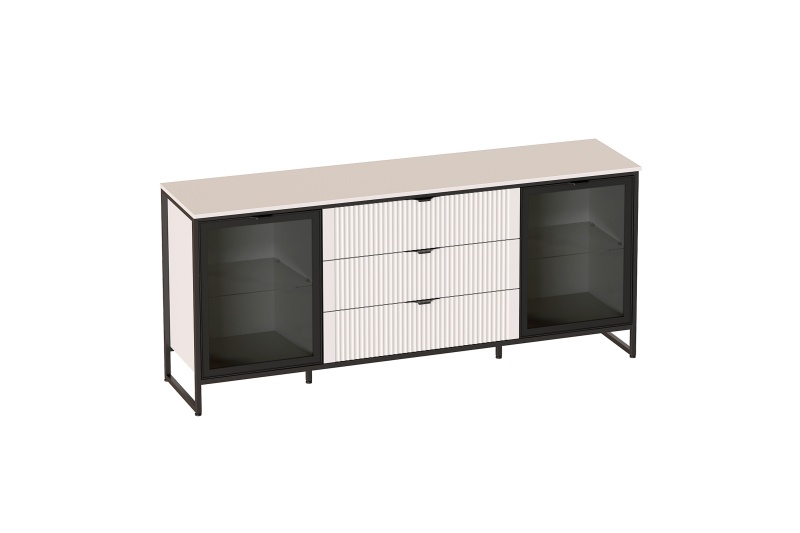 Тумба 2 дв 3 ящ "Нора" гостиная со стеклянными дверями Персидский жемчуг