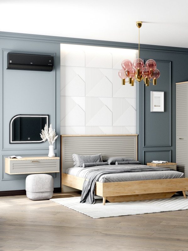 Тумба подвесная 1 ящ "Гавана" спальня Светло-серая